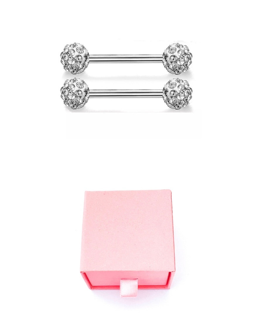“Diamond Tongue/Nipple Bars - Pair” Jewellery Box Included